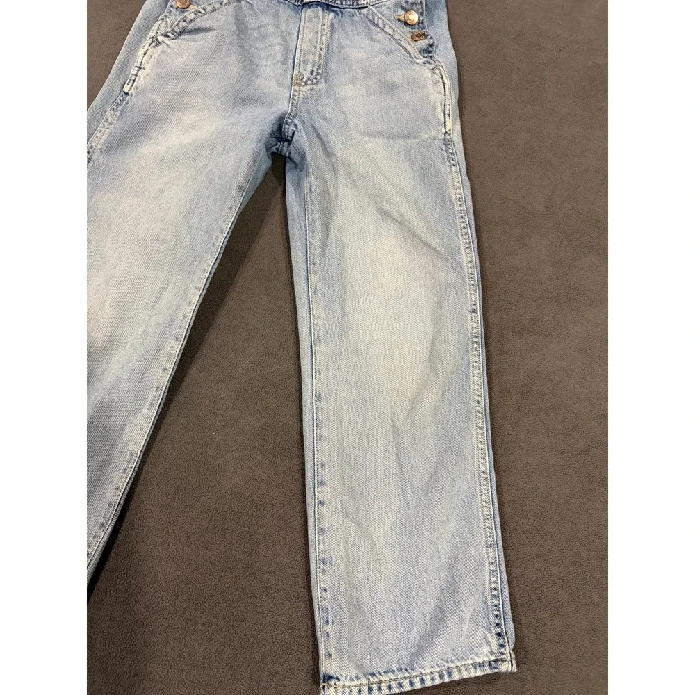 Gap Bib Overalls Girls L (10) Blue Denim Cotton Medium Wash Straight Leg Rugged‎